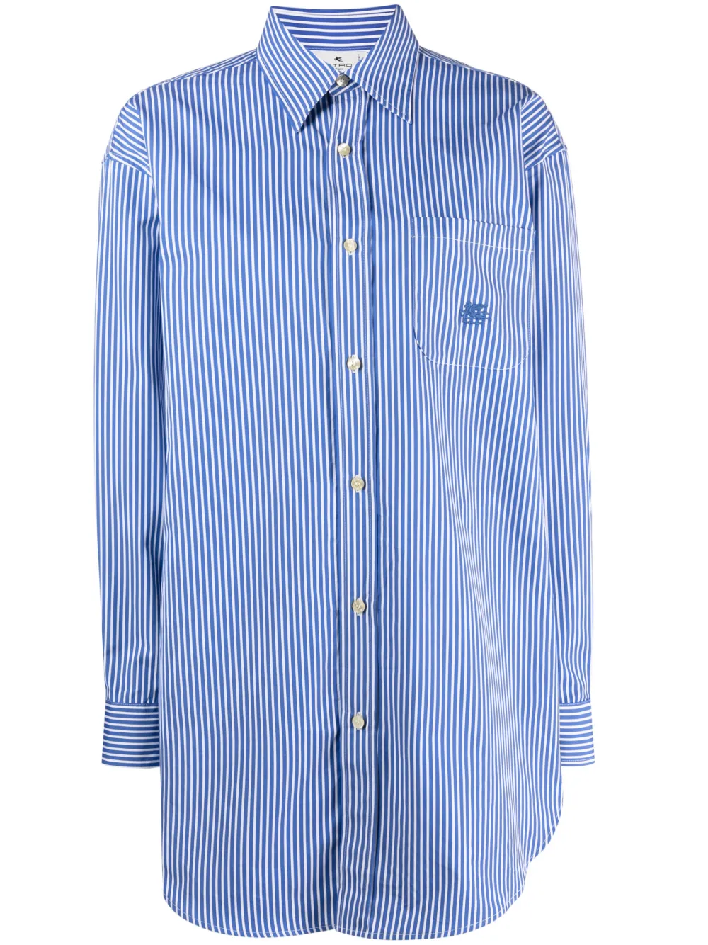 

Полосатая рубашка с вышитым логотипом ETRO, синий