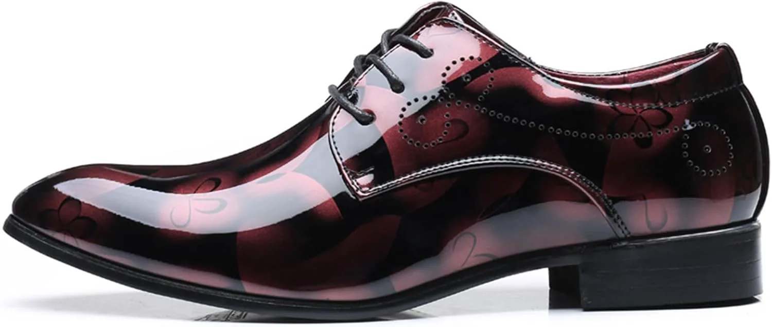 

Мужские оксфорды с вечернего костюма, туфли с острым носком на шнуровке, из лакированной кожи, формальные туфли, модные туфли для выпускного и свадебного платья для мужчин NIGXWNS, красный