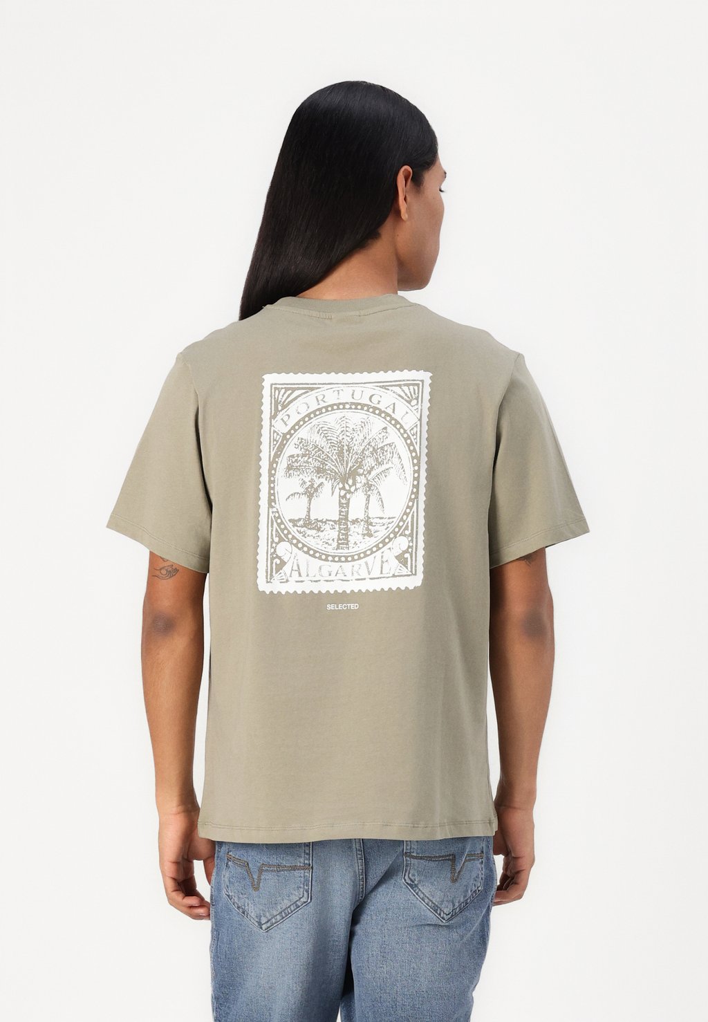 

Футболка с принтом SLHBOSMA O NECK TEE Selected Homme, темно-зеленый