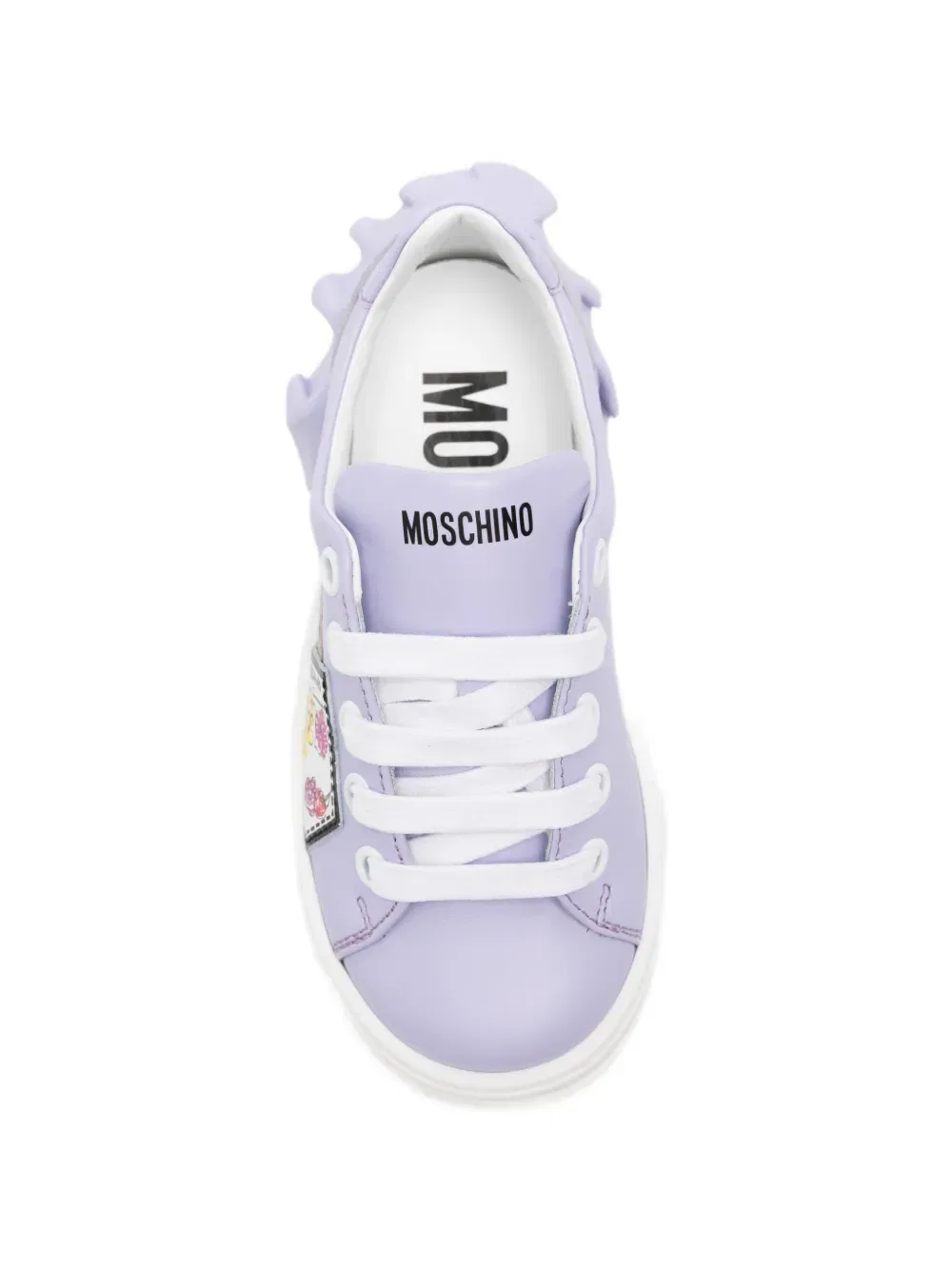 Кожаные кроссовки с оборками Moschino Kids, фиолетовый — фото 3