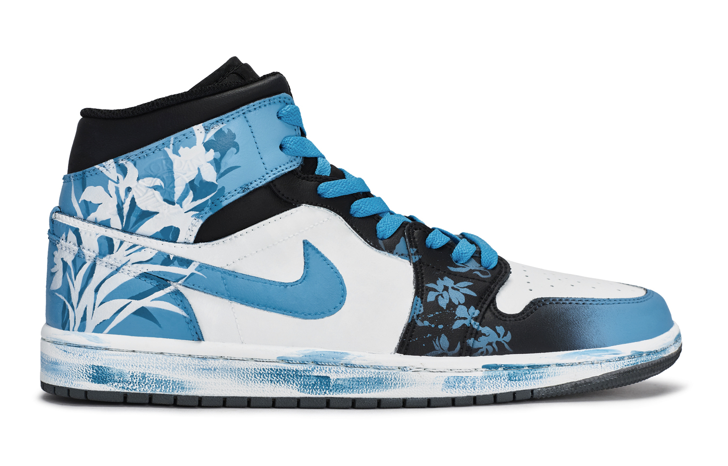 Jordan Air 1 Batik Mismatched High top детские баскетбольные кроссовки черный белый синий фиолетовый Unisex — фото 3