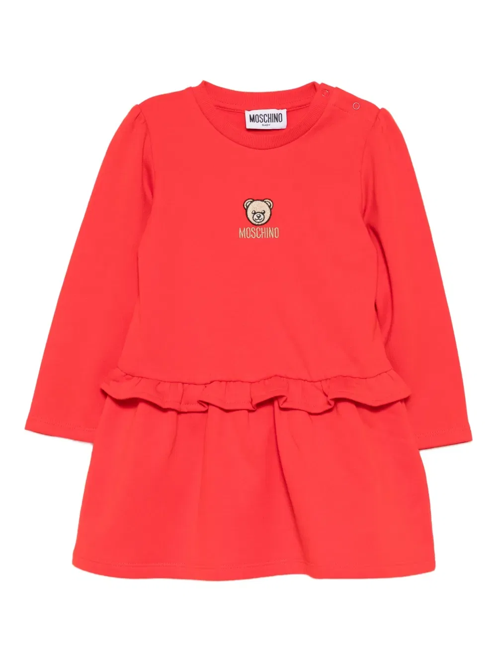 Платье с плюшевым мишкой Moschino Kids, красный