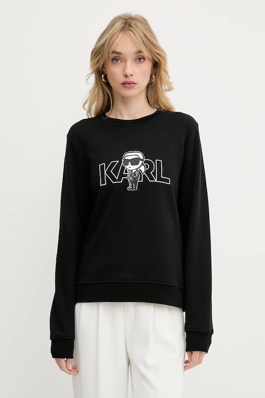 

Хлопковая толстовка IKON Karl Lagerfeld, черный
