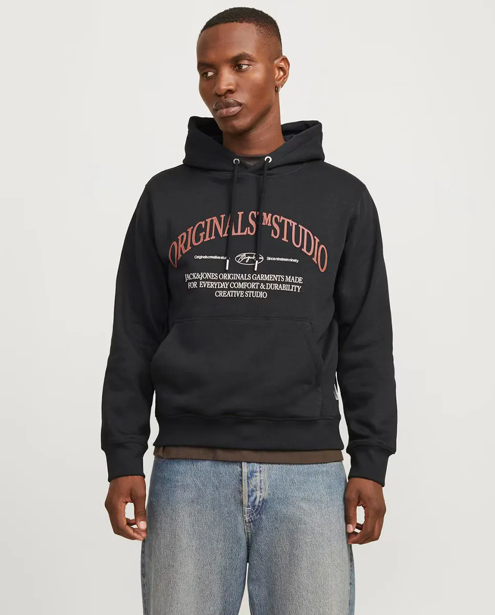 

Мужская толстовка с длинными рукавами и логотипом сзади Jack & Jones, черный