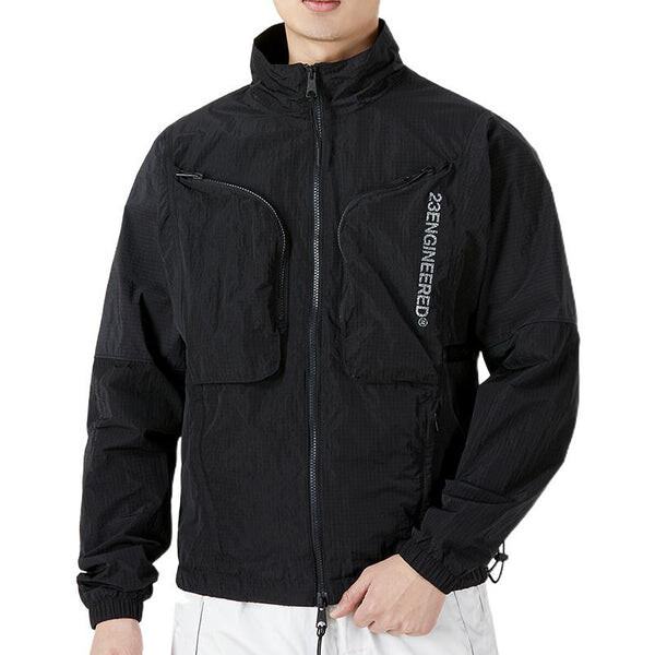 Куртка Men's Air Jordan SS22 Solid Color Zipper Stand Collar Sports Jacket Black, черный — фото 2