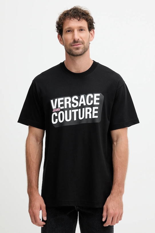 

Хлопковая футболка Versace Jeans Couture, черный