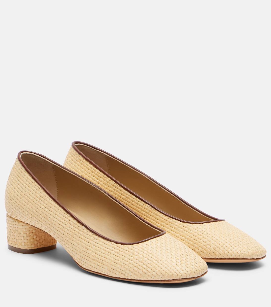 Туфли из рафии с кожаной отделкой Le Monde Béryl, Beige-Cognac