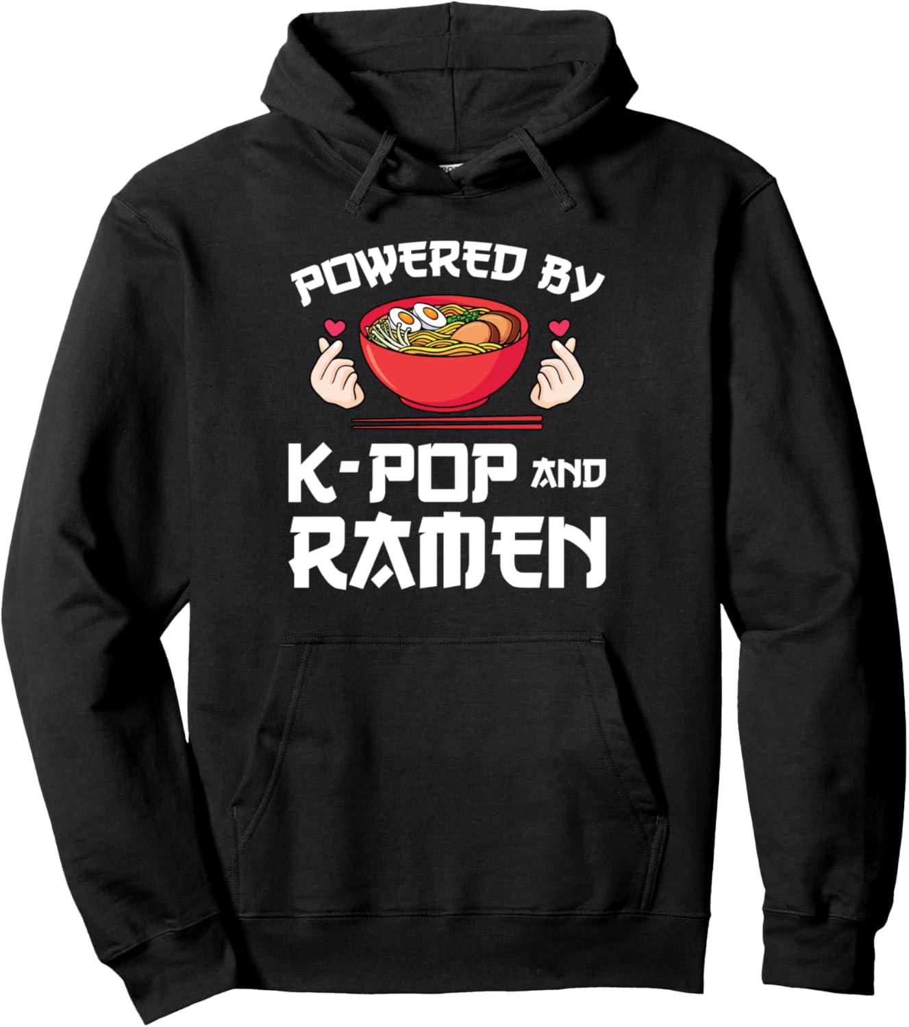 

Худи с символикой Powered Y K-Pop & Ramen K-Pop K-Pop Merch Gift Ideas, черный