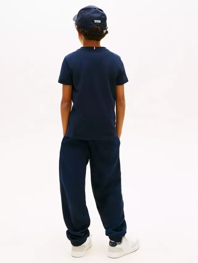 Детская футболка с коротким рукавом в стиле университетской формы Tommy Hilfiger, Blue — фото 3