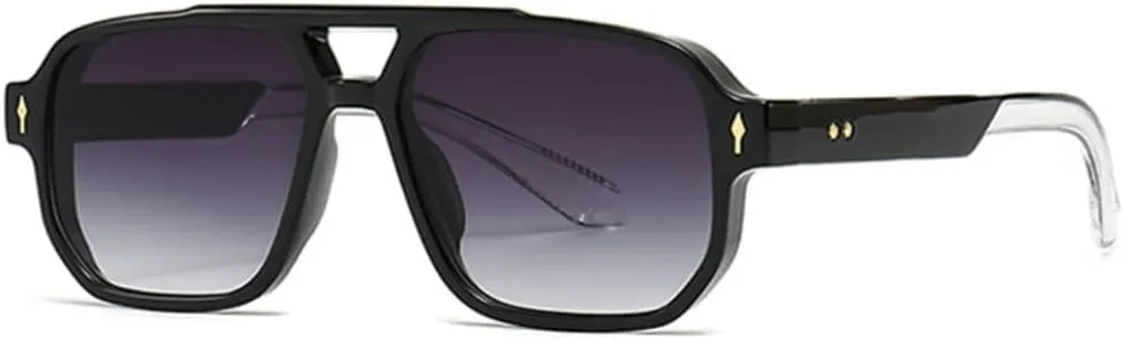 

Ретро солнцезащитные очки с двойной перемычкой для женщин, градиентные, защита от УФ-излучения UV400, модные заклепки для мужчин VVTWSSW, Black Gray Gradient