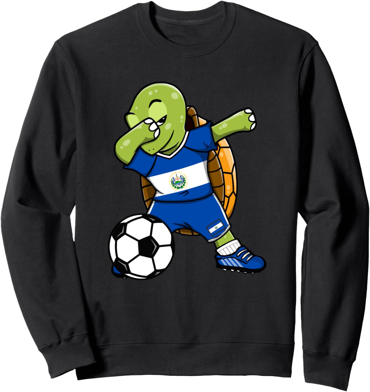 

Забавная толстовка с изображением черепахи и флага Сальвадора для футбольных болельщиков, толстовка с черепахой, танцующей в стиле «даб» Teeisle El Salvador Football, черный