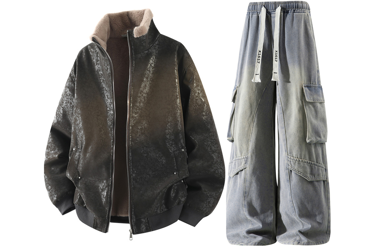 

Повседневная спортивная одежда Unisex с воротником стойкой Moderate X1617, coffee top+желтый mud pants