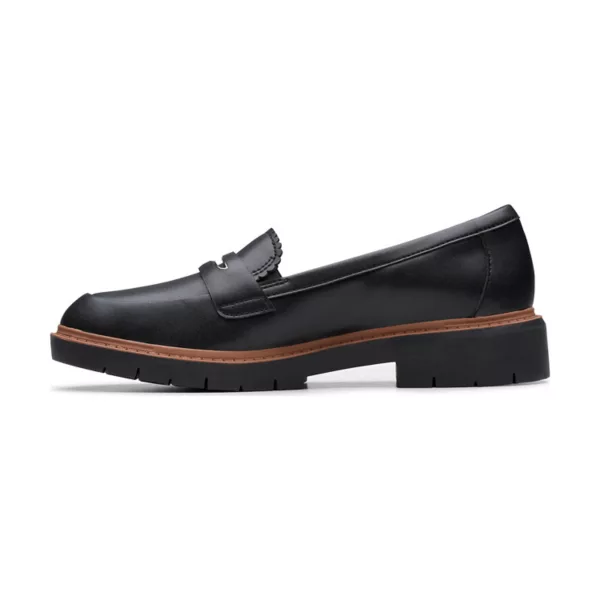 Вестлинн светящиеся женские кожаные лоферы на массивной подошве Clarks, цвет black leather — фото 3