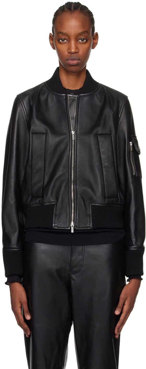 

Черный - Кожаный бомбер White Label Mika Proenza Schouler
