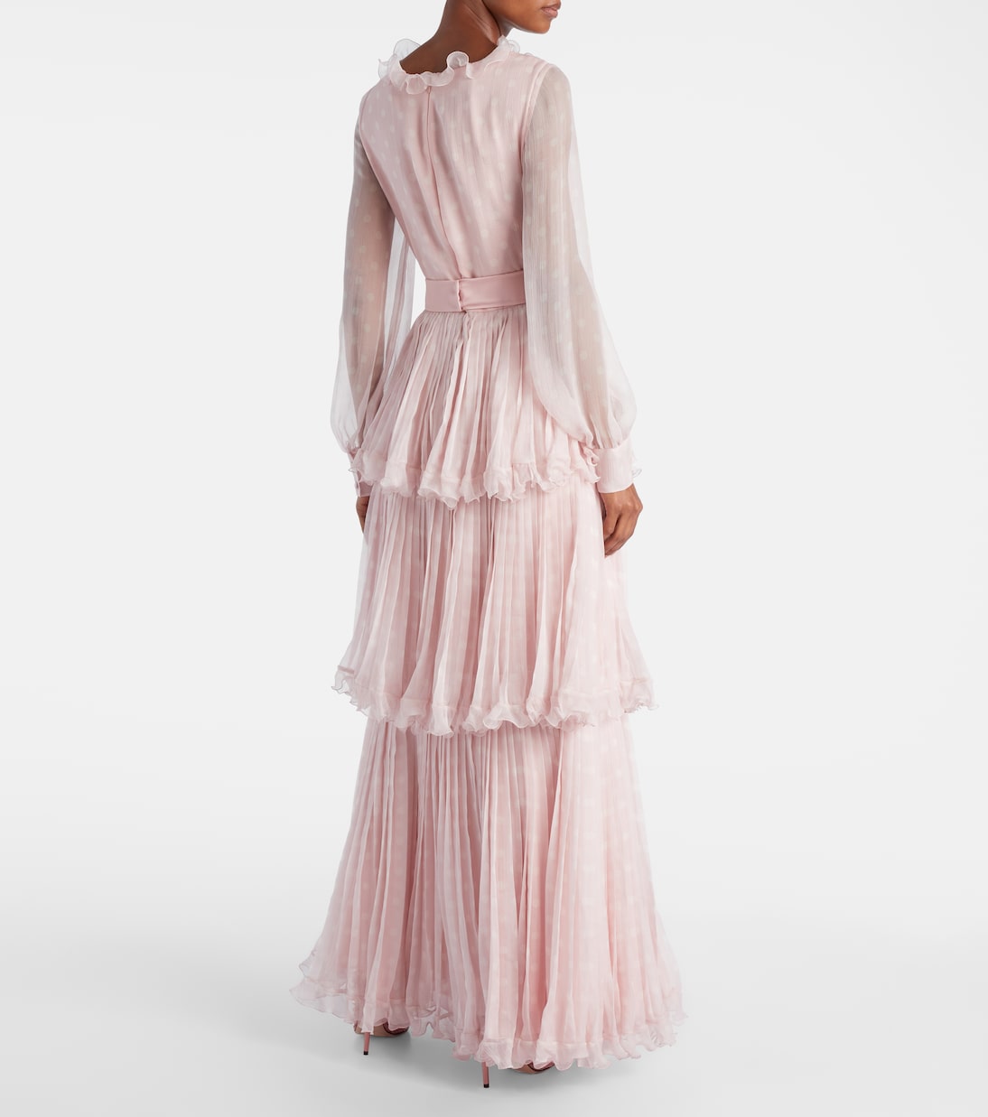 Платье Plus De Pois из шелкового крепона и шифона Valentino, Rose-Avorio — фото 3