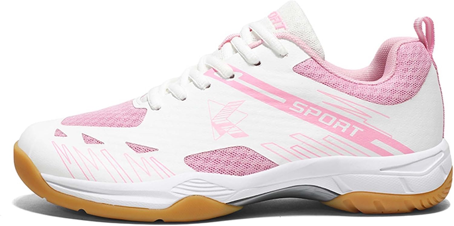 

Мужские и женские теннисные туфли, обувь для бадминтона, обувь для настольного тенниса, свободная спортивная обувь, ретро минималистичные классические кроссовки для бега Generic, белый/розовый