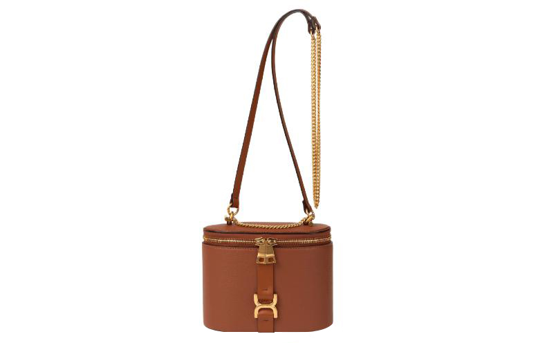 

Chloé Женская мини-косметичка Chloe Marcie из телячьей кожи на одно плечо, коричнево-желтого цвета