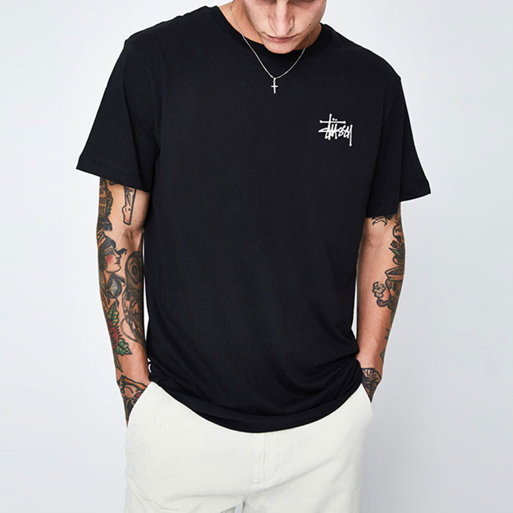 Базовая футболка черного цвета Stussy, зеленый — фото 4