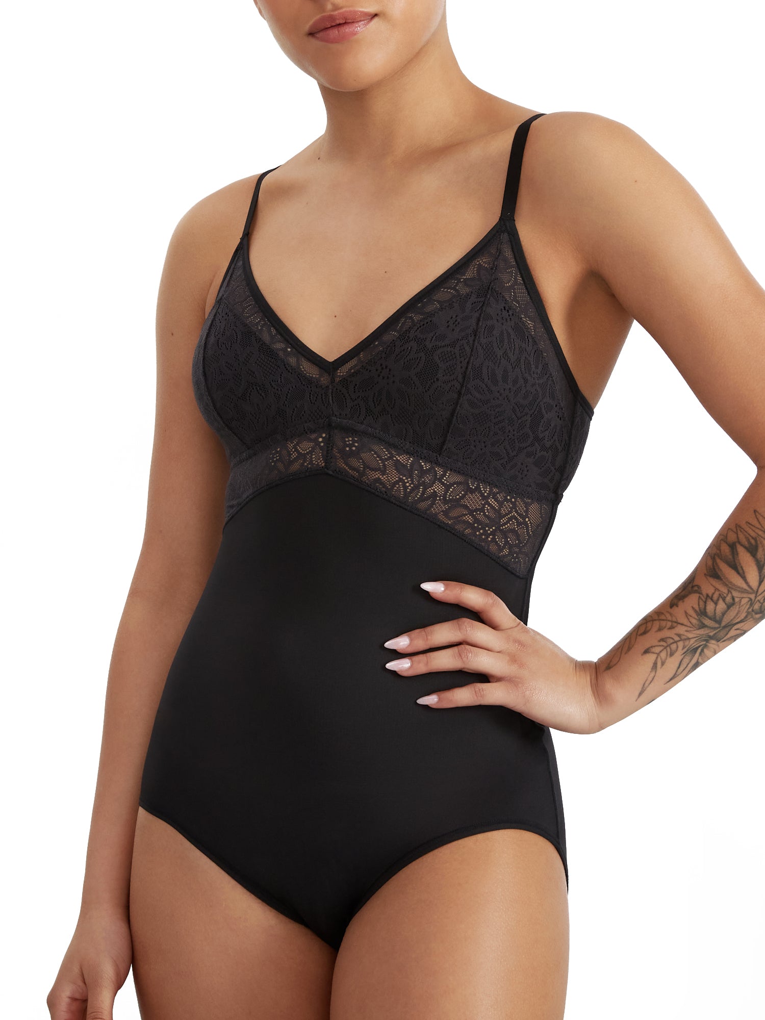 

Maidenform Женский кружевной боди с жестким контролем Tame Your Tummy, черный