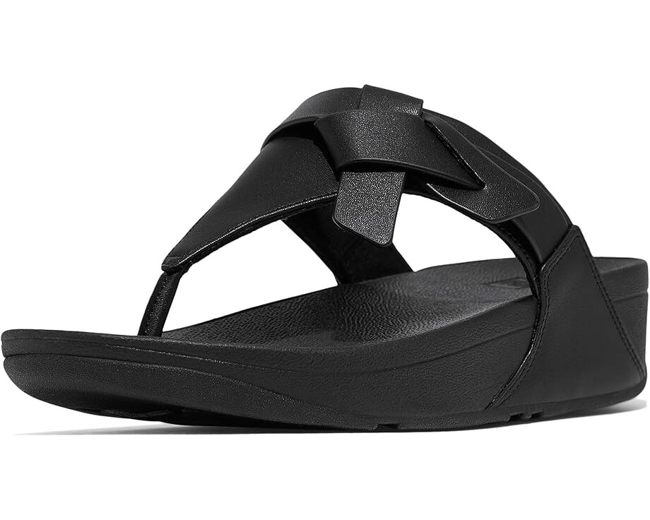 

Сандалии FitFlop Lulu Folded-Knot Leather Toe-Post Sandals, черный