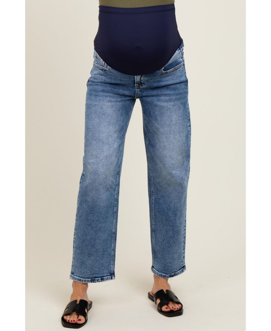 

Синие узкие джинсы для беременных до щиколотки с зауженными штанинами Pinkblush, Blue