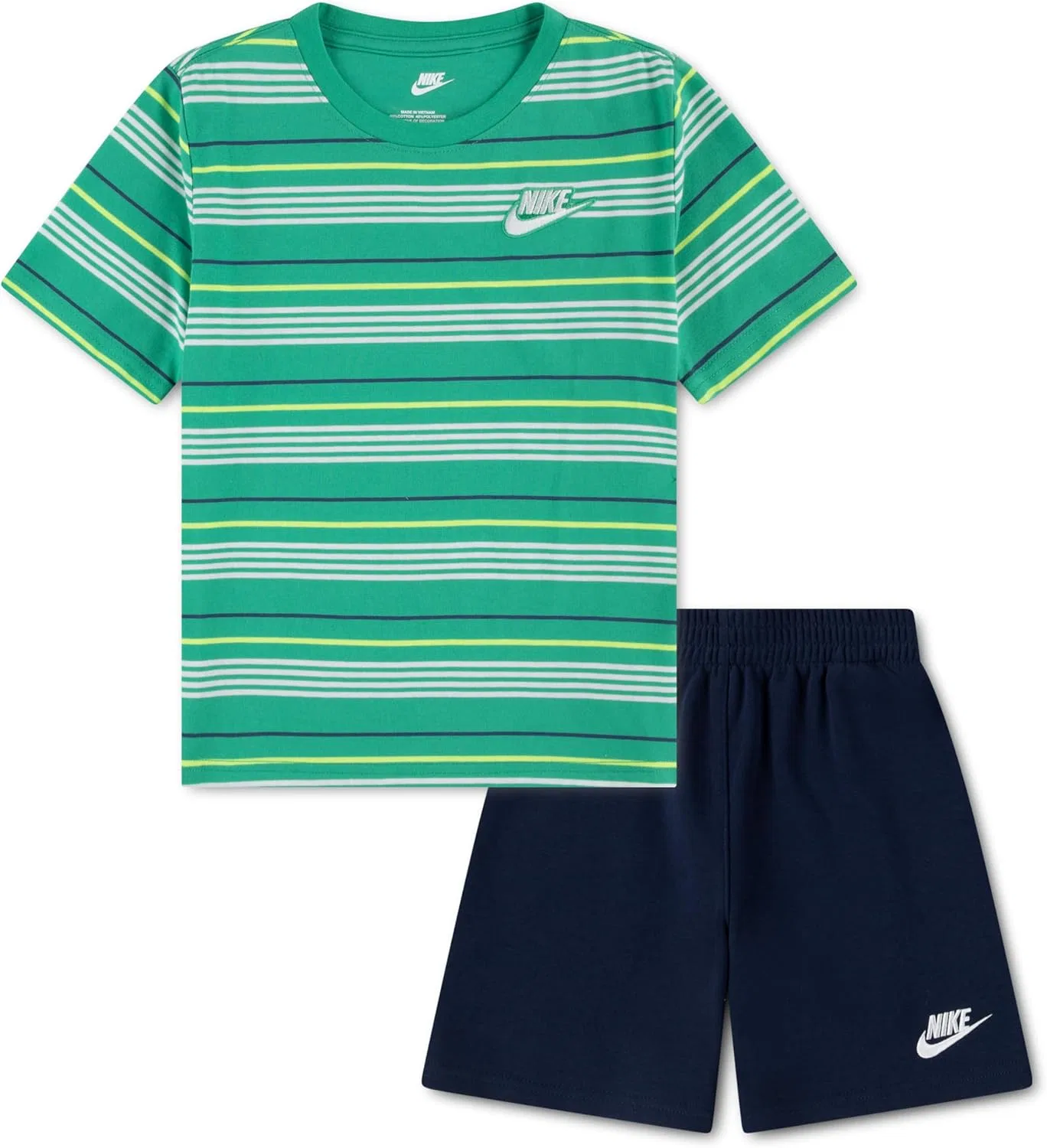 Детский спортивный комплект Nike Striped Sportswear Club, футболка и шорты, Stadium Green
