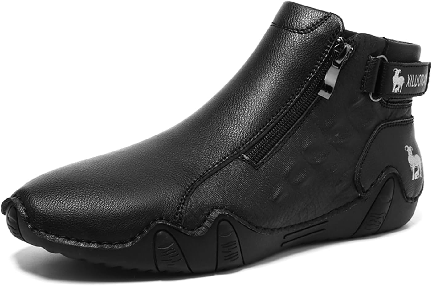 

Мужские повседневные модные ботинки-чукка на щиколотку, комфортные, с круглым носком, с тиснением под аллигатора, с меховой подкладкой, противоскользящие, с боковой молнией, для улицы, высокие, для вождения и ходьбы Eggdk, черный