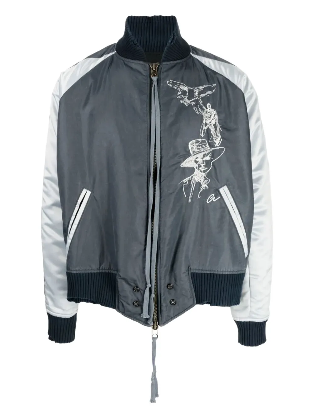 

Бомбер с вышивкой Greg Lauren, серый