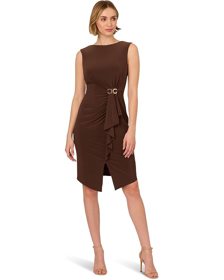 

Платье Adrianna Papell Jersey Buckle Sheath Dress, цвет Espresso