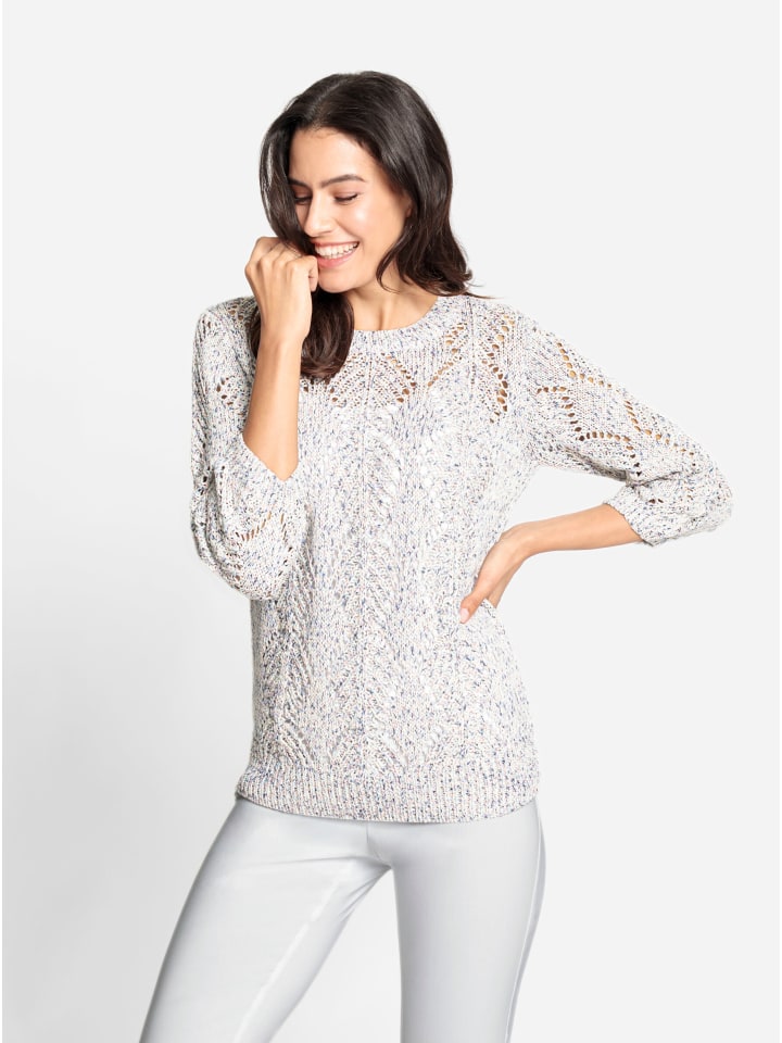 

Ажурный свитер в меланжевом цвете экрю-дымчатого синего цвета WITT WEIDEN