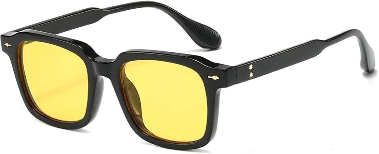 

Модные женские солнцезащитные очки в стиле ретро с защитой от УФ-излучения UV400, мужские солнцезащитные очки с заклепками и градиентным переходом цвета TVTBBVV, Black Yellow