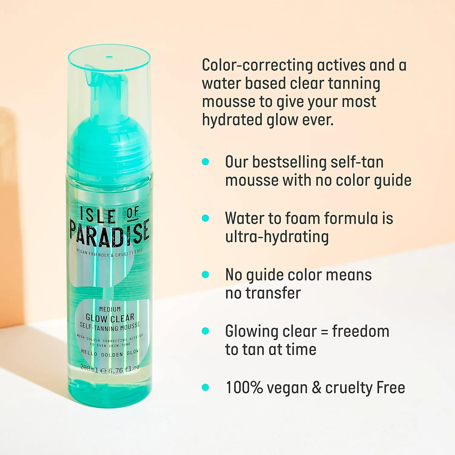 Мусс-автозагар «Glow Clear Self Tanning Mousse Medium» от Isle of Paradise Isle Of Paradise, Medium — фото 2