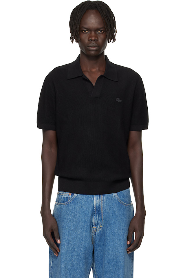 

Поло с открытым воротником Lacoste, черный
