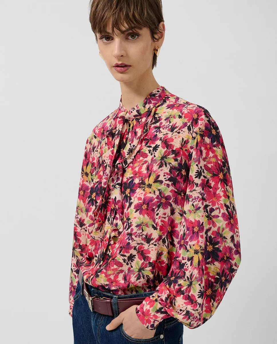 

Женская блузка с оборками на груди с цветочным принтом Roberto Verino, фиолетовый