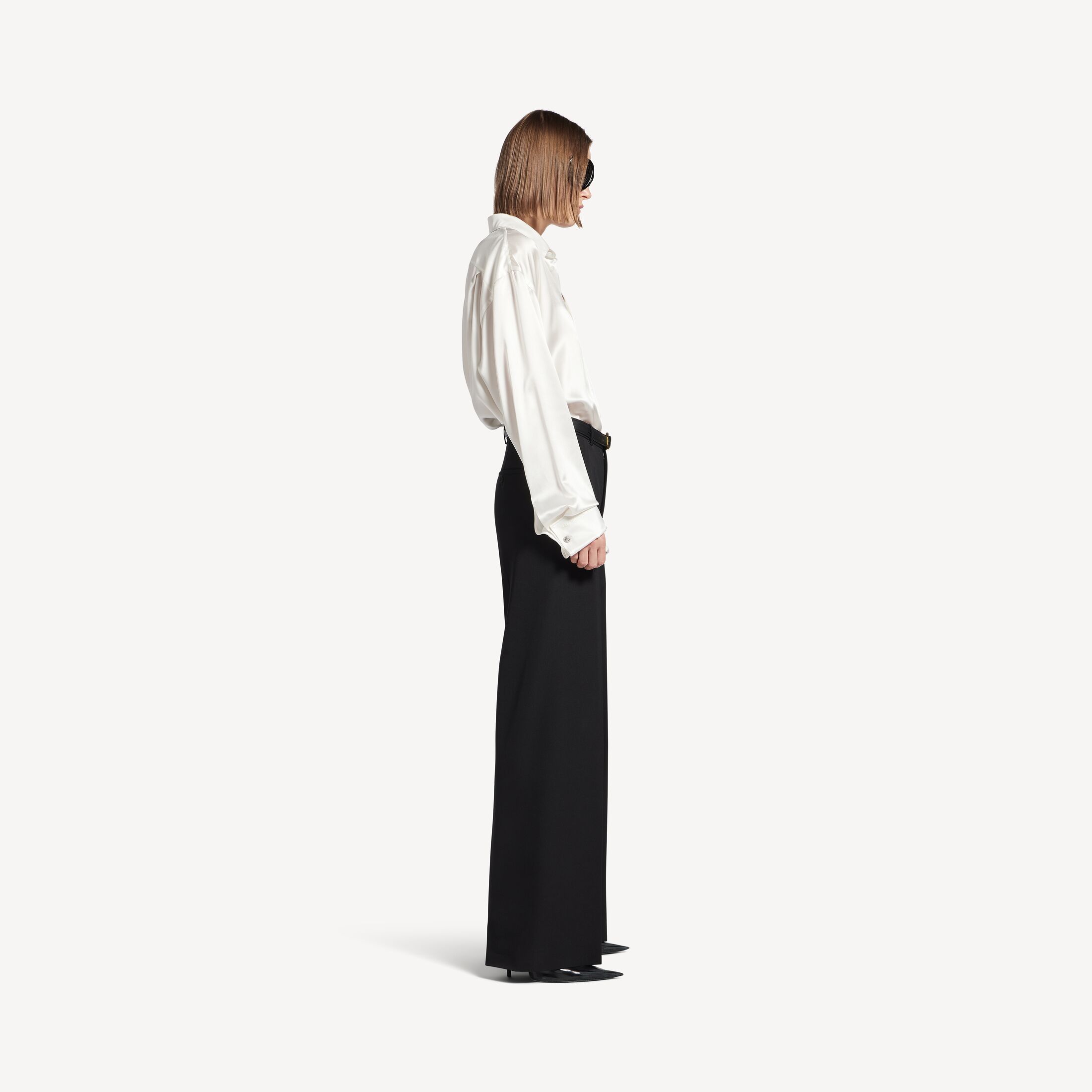 Женские большие классические брюки черного цвета BALENCIAGA, черный — фото 2
