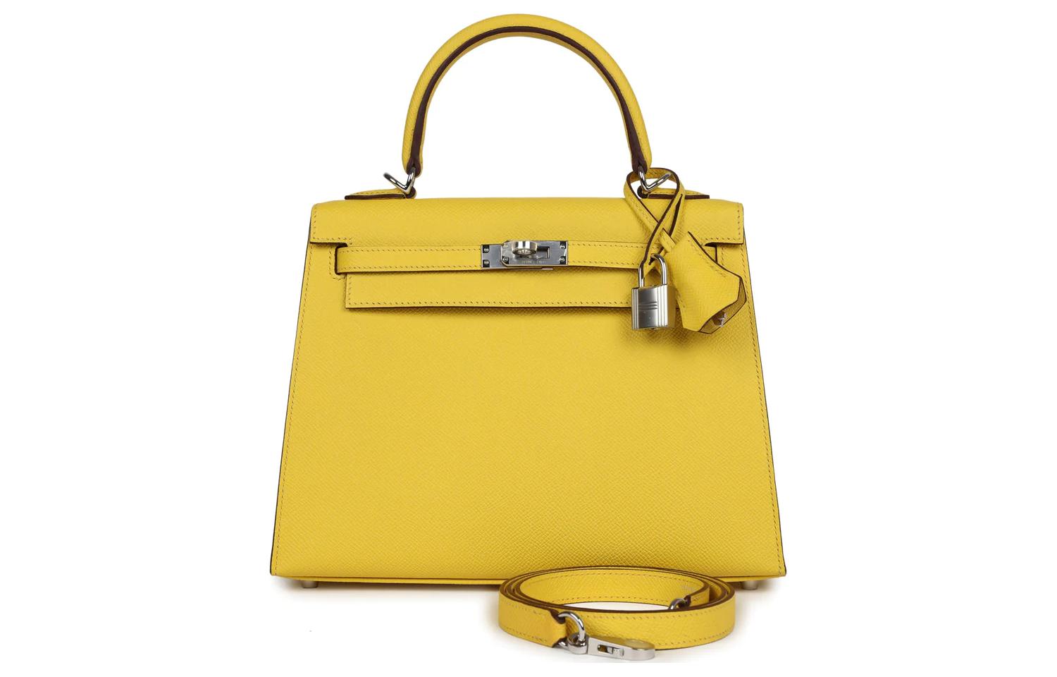 

HERMES Сумка Kelly Epsom Leather, женская наплечная сумка One Shoulder 9O Jaune De Naples Yellow