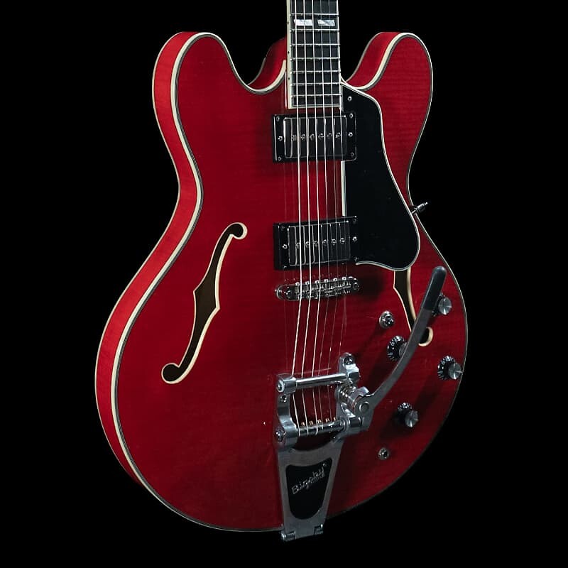 

Электрогитара Eastman T486B-RD Thinline, Maple, Seymour Duncan Pickups, Bigsby, Red Finish - NEW