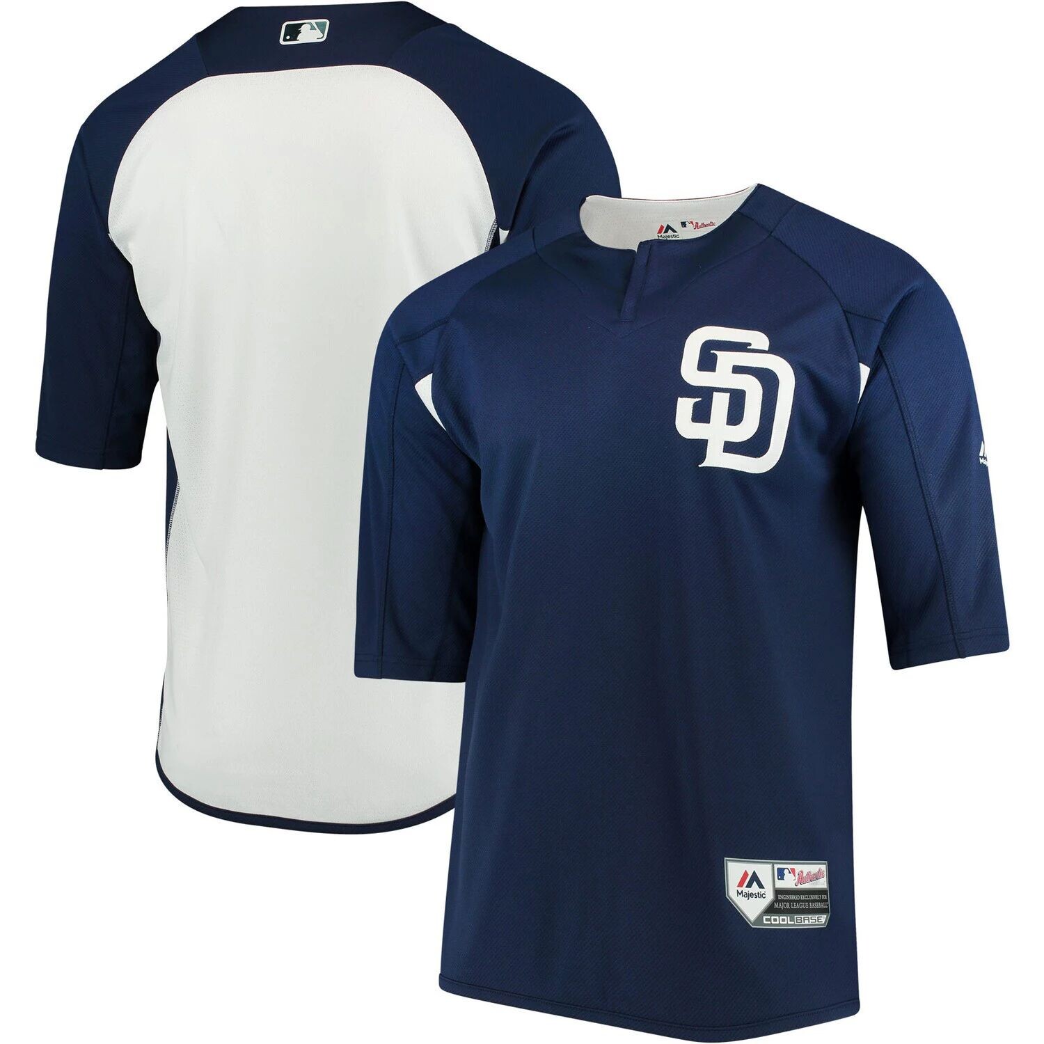 

Мужской темно-синий/белый тренировочный трикотаж San Diego Padres Authentic Collection с рукавами 3/4 Majestic