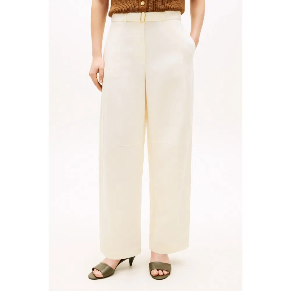 Женские льняные брюки-бочки Utility Barrel Pants от Tommy Hilfiger Women, бежевые — фото 3