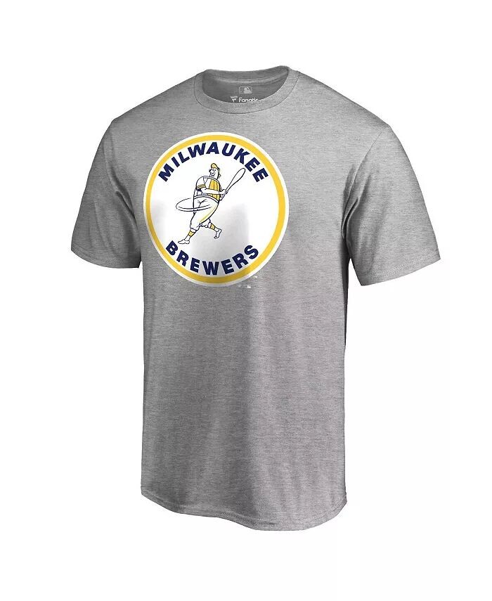 

Мужская футболка Ash Milwaukee Brewers Cooperstown Collection Forbes Fanatics, серый