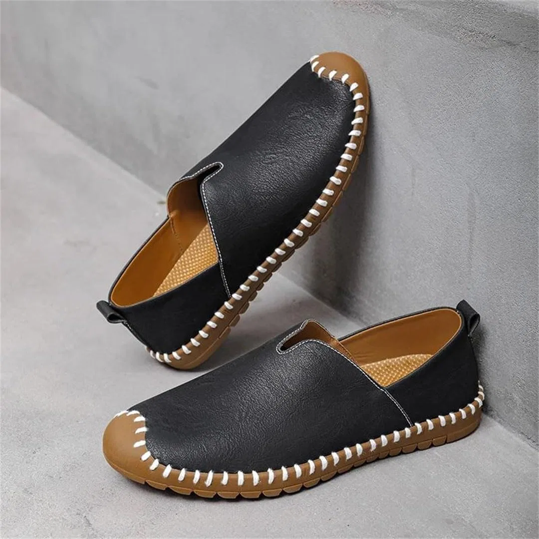 Лоферы кожаные мужские Leather Driving Shoes, Black — фото 3