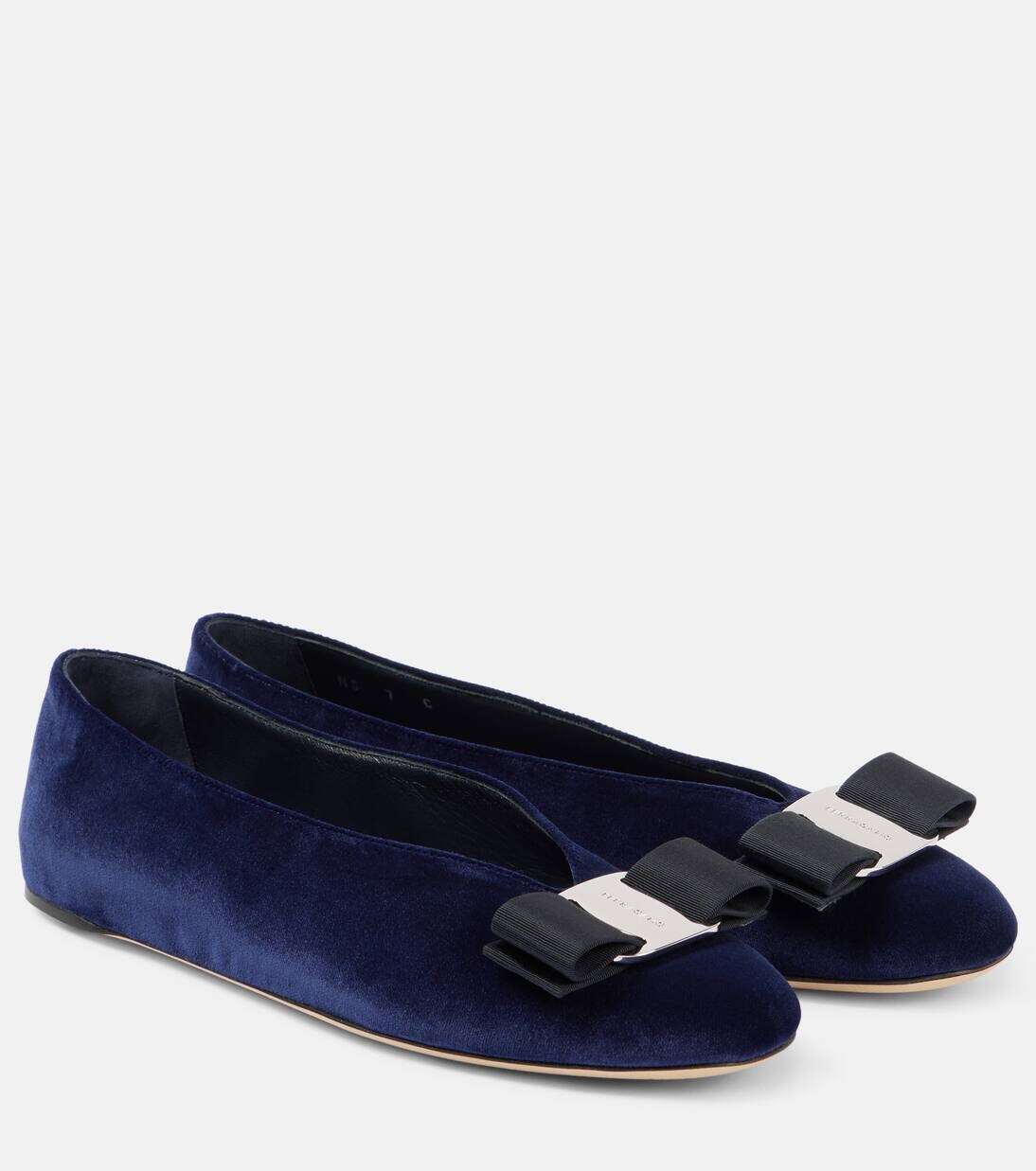 Бархатные балетки Vanna Ferragamo, цвет night blue