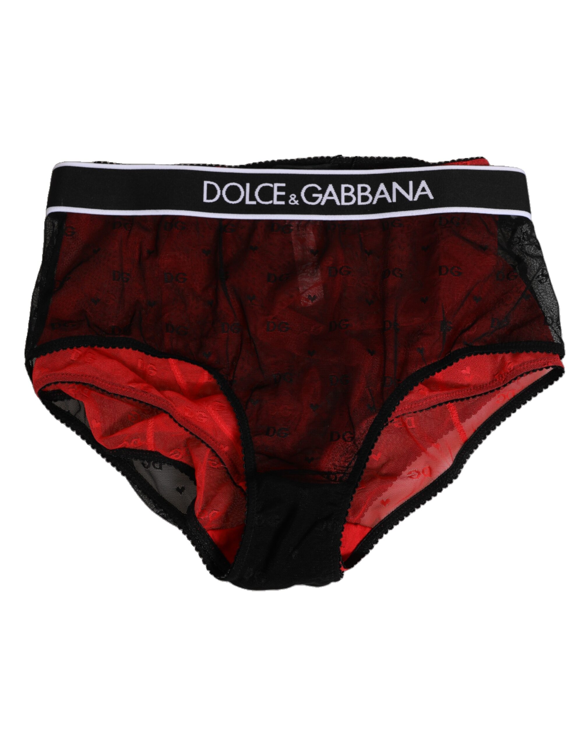 

Черно-красное нейлоновое нижнее белье с высокой талией Dolce & Gabbana, черный/красный