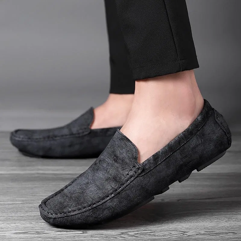 Мужские лоферы из экокожи, Flat Heel, Prom, Black Lined SayfuR — фото 4