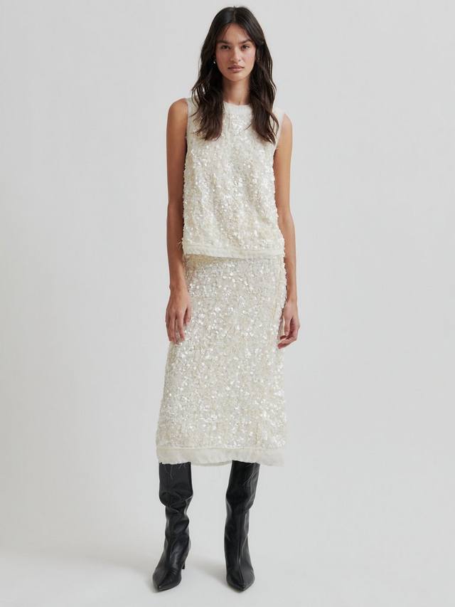 

Блестящая юбка-карандаш с пайетками Second Female, White