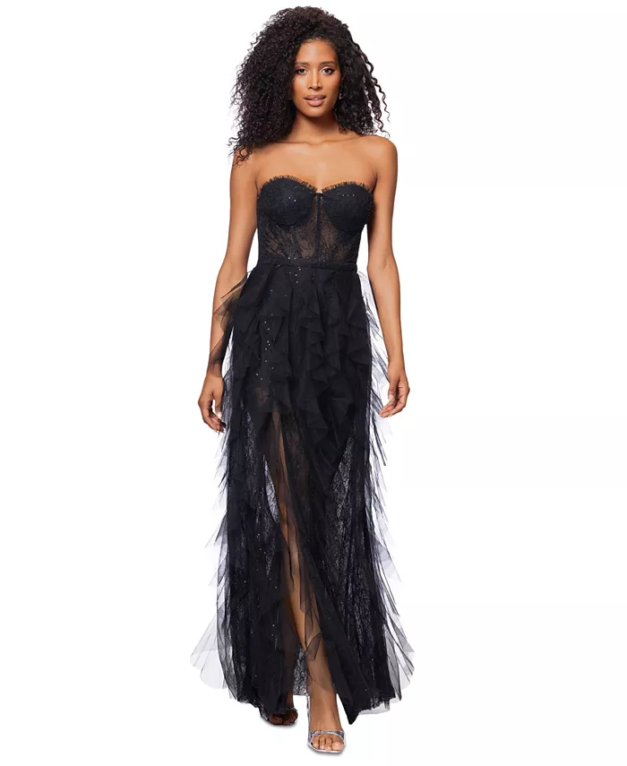 

Женское кружевное корсетное платье без рукавов Betsy & Adam, черный