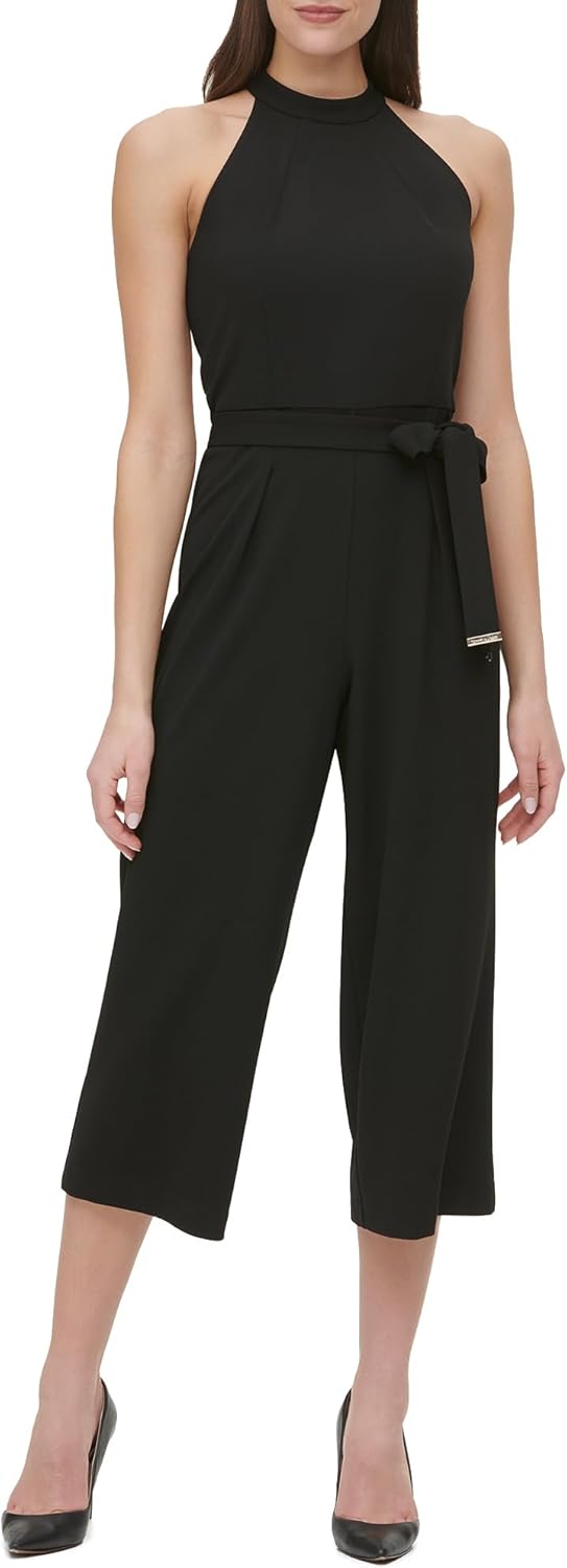 

Женский комбинезон Tommy Hilfiger Scuba Crepe без рукавов с поясом, Black