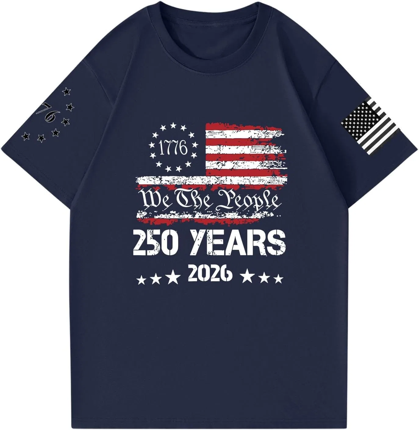 Футболка с круглым вырезом 250 Anniversary USA, мужская, с коротким рукавом, 1776-2026 Generic, темно-синий — фото 4