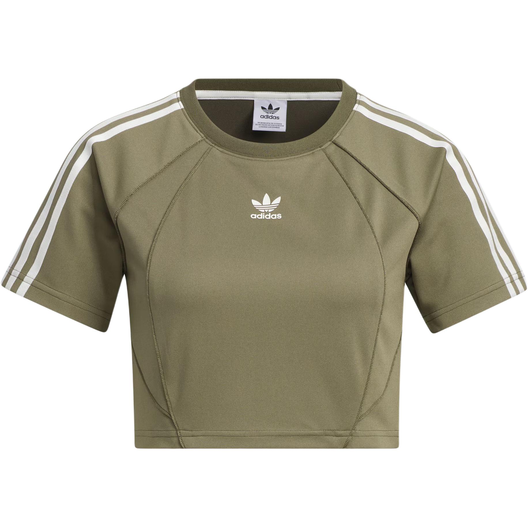 Футболка baby tee с рукавом реглан женская strata Adidas Originals, оливковый — фото 3