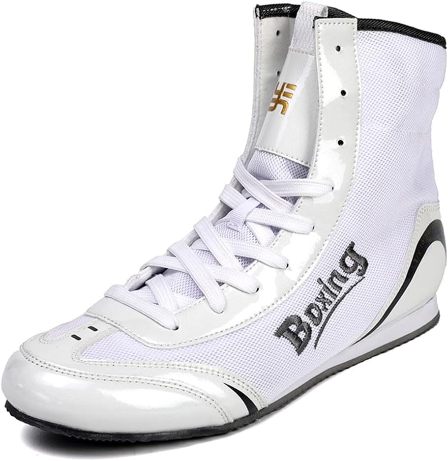 

Унисекс высокие боксерские кроссовки, дышащие ботинки для борьбы, пауэрлифтинга, бодибилдинга, боевых искусств, соревнований и тренировок Hiuzylqx, белый